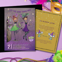 Fancy Mardi Gras Dansende Meisjes Feest Paars