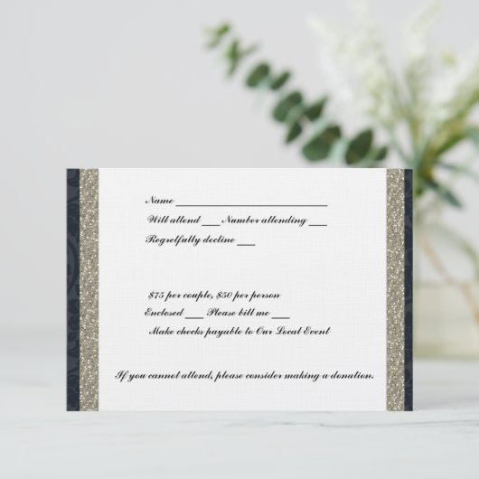 Fancy marine en Silver Event RSVP (Staand voorkant)