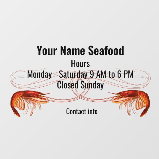 Fancy markt voor rode garnalen raamsticker (Vel)