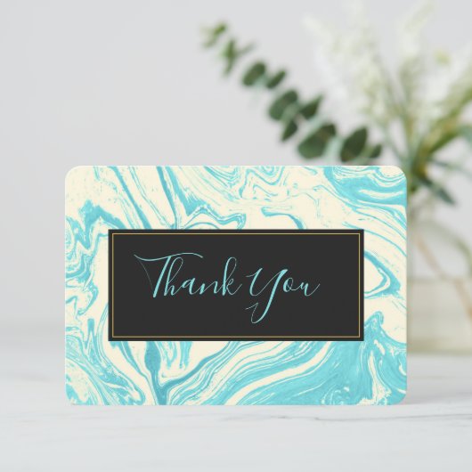 Fancy marmer in Turquoise en Cream Hartelijk dank Kaart (Staand voorkant)