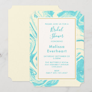 Fancy marmeren ontwerp in turquoise en crèmekleuri kaart