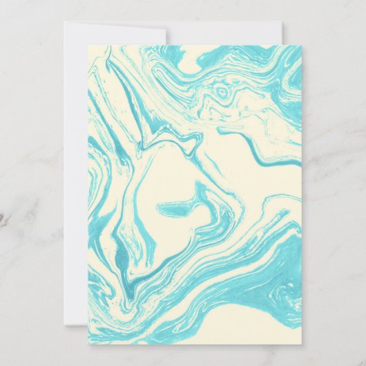 Fancy marmerontwerp in Turquoise en Cream Wedding Kaart (Achterkant)