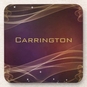 Fancy maroon achtergrond met Wispy Gold-accessoire Bier Onderzetter