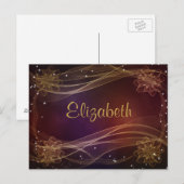Fancy maroon achtergrond met Wispy Gold-accessoire Briefkaart (Voorkant / Achterkant)