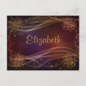 Fancy maroon achtergrond met Wispy Gold-accessoire Briefkaart (Voorkant)