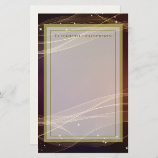 Fancy maroon achtergrond met Wispy Gold-accessoire Briefpapier (Voorkant / Achterkant)