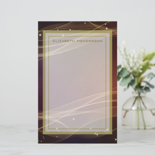 Fancy maroon achtergrond met Wispy Gold-accessoire Briefpapier (Staand voorkant)