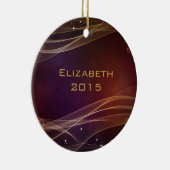 Fancy maroon achtergrond met Wispy Gold-accessoire Keramisch Ornament (Rechts)