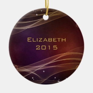 Fancy maroon achtergrond met Wispy Gold-accessoire Keramisch Ornament