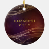 Fancy maroon achtergrond met Wispy Gold-accessoire Keramisch Ornament (Achterkant)