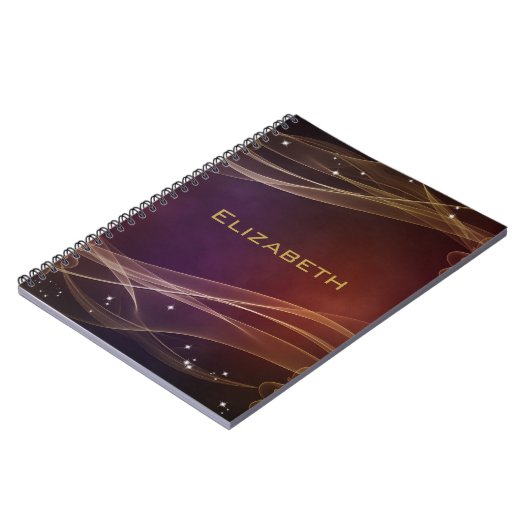 Fancy maroon achtergrond met Wispy Gold-accessoire Notitieboek (Linkerzijde)