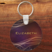 Fancy maroon achtergrond met Wispy Gold-accessoire Sleutelhanger (Voorkant)