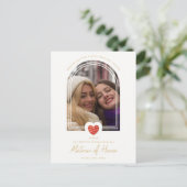 Fancy Matron of Honor Red Heart Photo Proposal  Briefkaart (Staand voorkant)