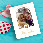 Fancy Matron of Honor Red Heart Photo Proposal  Briefkaart