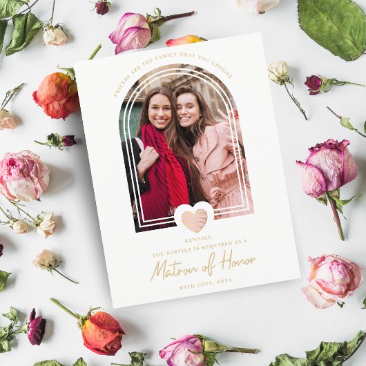 Fancy Matron van het Honor Pink Heart Foto Voorste Briefkaart