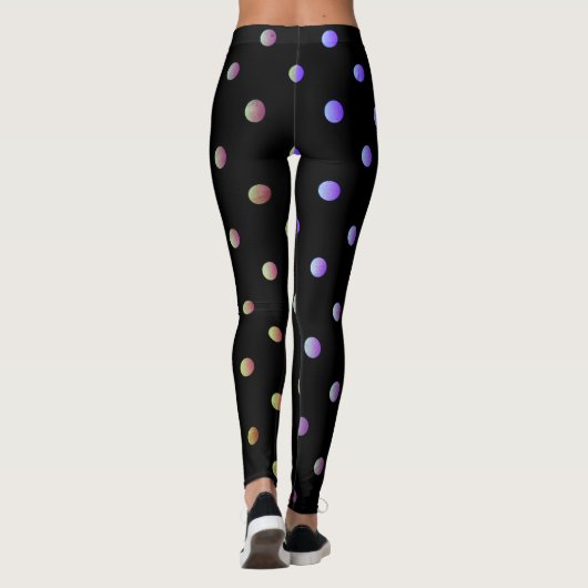 Fancy Mauve Beige en Black Retro Polka Dot Leggings (Achterkant)