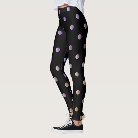 Fancy Mauve Beige en Black Retro Polka Dot Leggings (Links)