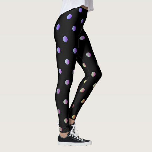 Fancy Mauve Beige en Black Retro Polka Dot Leggings (Rechts)