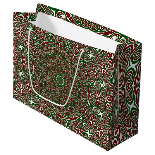 Fancy  Maximalist Groovy Christmas Mandala Groot Cadeauzakje (Voorkant Gekanteld)