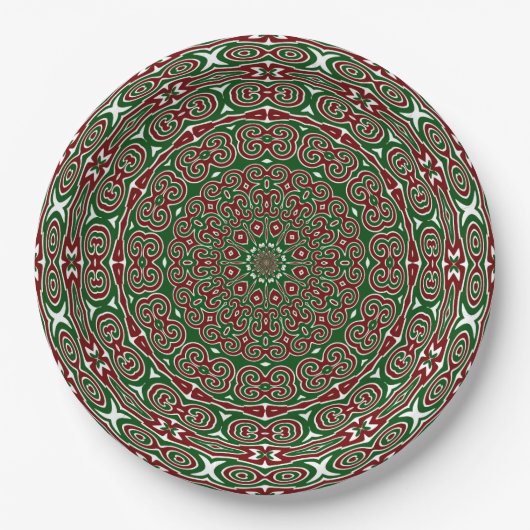 Fancy Maximalist Groovy Christmas Mandala Papieren Bordje (Voorkant)