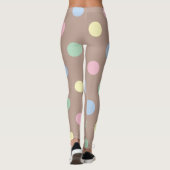 Fancy meerkleurige en bruine Retro Polka Dot Leggings (Achterkant)