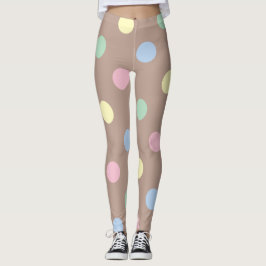 Fancy meerkleurige en bruine Retro Polka Dot Leggings