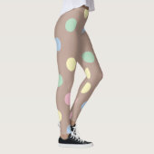 Fancy meerkleurige en bruine Retro Polka Dot Leggings (Rechts)