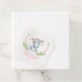Fancy meisje olifant baby shower label (In situ)