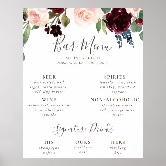 Fancy menu Bindbalk klassieke bloemen Poster (Voorkant)
