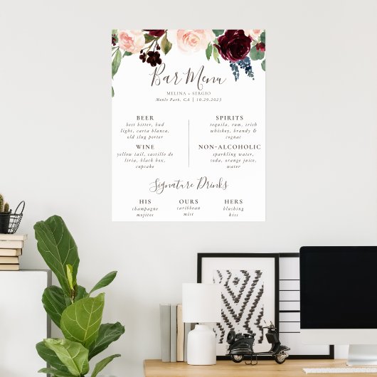 Fancy menu Bindbalk klassieke bloemen Poster (Thuiskantoor)