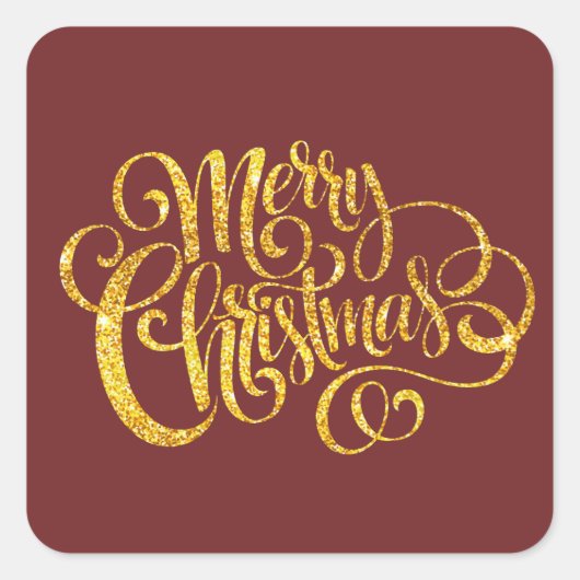 Fancy Merry Christmas Vierkante Sticker (Voorkant)
