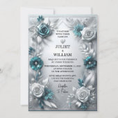 Fancy metaalglam glanzend high-end zilveren bruilo kaart (Voorkant)