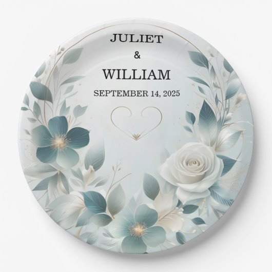 Fancy metaalglam glanzend high-end zilveren bruilo papieren bordje (Voorkant)