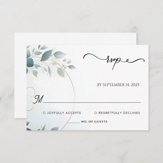 Fancy metaalglam glanzend high-end zilveren bruilo RSVP kaartje (Voorkant / Achterkant)