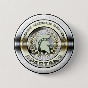 Fancy metallische Spartan Logo #1 Ronde Button 5,7 Cm