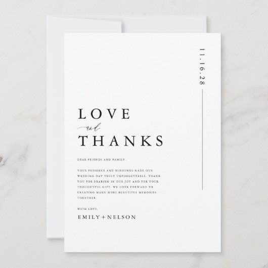 Fancy minimalistische foto bruiloft bedankkaart (Achterkant)