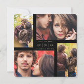 Fancy Modern 4 Foto's Collage Minimalist Weddensch Save The Date (Voorkant)