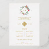 Fancy Modern Initials Botanical Anagram 2 Photos Folie Uitnodiging (Achterkant)