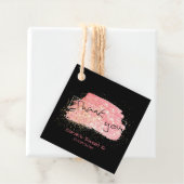 Fancy modern roze zwart en goudglitter bedankt bedankjes labels (In situ)