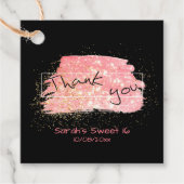 Fancy modern roze zwart en goudglitter bedankt bedankjes labels (Voorkant)