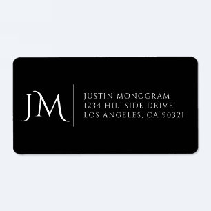 Fancy modern zwart-wit retouradreslabel etiket