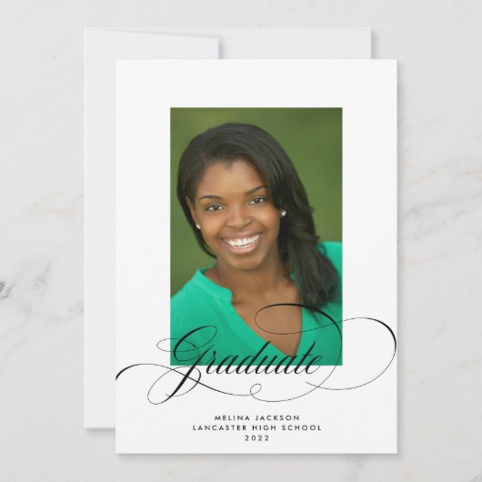 Fancy monochrome Afstuderen foto-aankondiging Aankondiging (Voorkant)