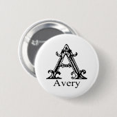 Fancy monogram: Avery Ronde Button 5,7 Cm (Voorkant /achterkant)