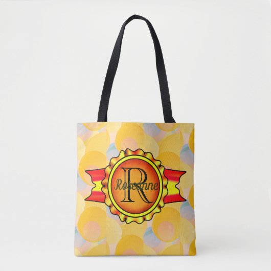 Fancy monogram banner Cirkel helder Sinaasappel Tote Bag (Voorkant)