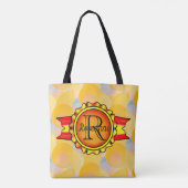 Fancy monogram banner Cirkel helder Sinaasappel Tote Bag (Achterkant)