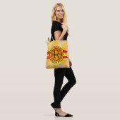 Fancy monogram banner Cirkel helder Sinaasappel Tote Bag (Op model)