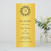 Fancy Monogram Bewaar de Datum (goud) Save The Date (Staand voorkant)