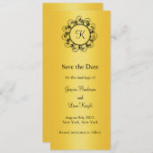 Fancy Monogram Bewaar de Datum (goud) Save The Date (Voorkant / Achterkant)