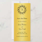 Fancy Monogram Bewaar de Datum (goud) Save The Date (Voorkant)