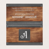 Fancy monogram | Dubbel gelaagd leder | Hout B Visitekaartje (Buitenkant ongevouwen)